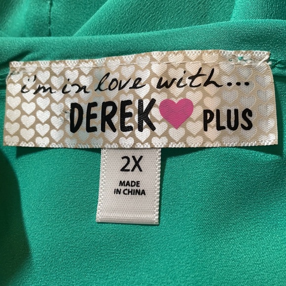 EUC (Never Worn) Green Vneck Tank with Deep V-back with bar, Sz 2x - Picture 5 of 6